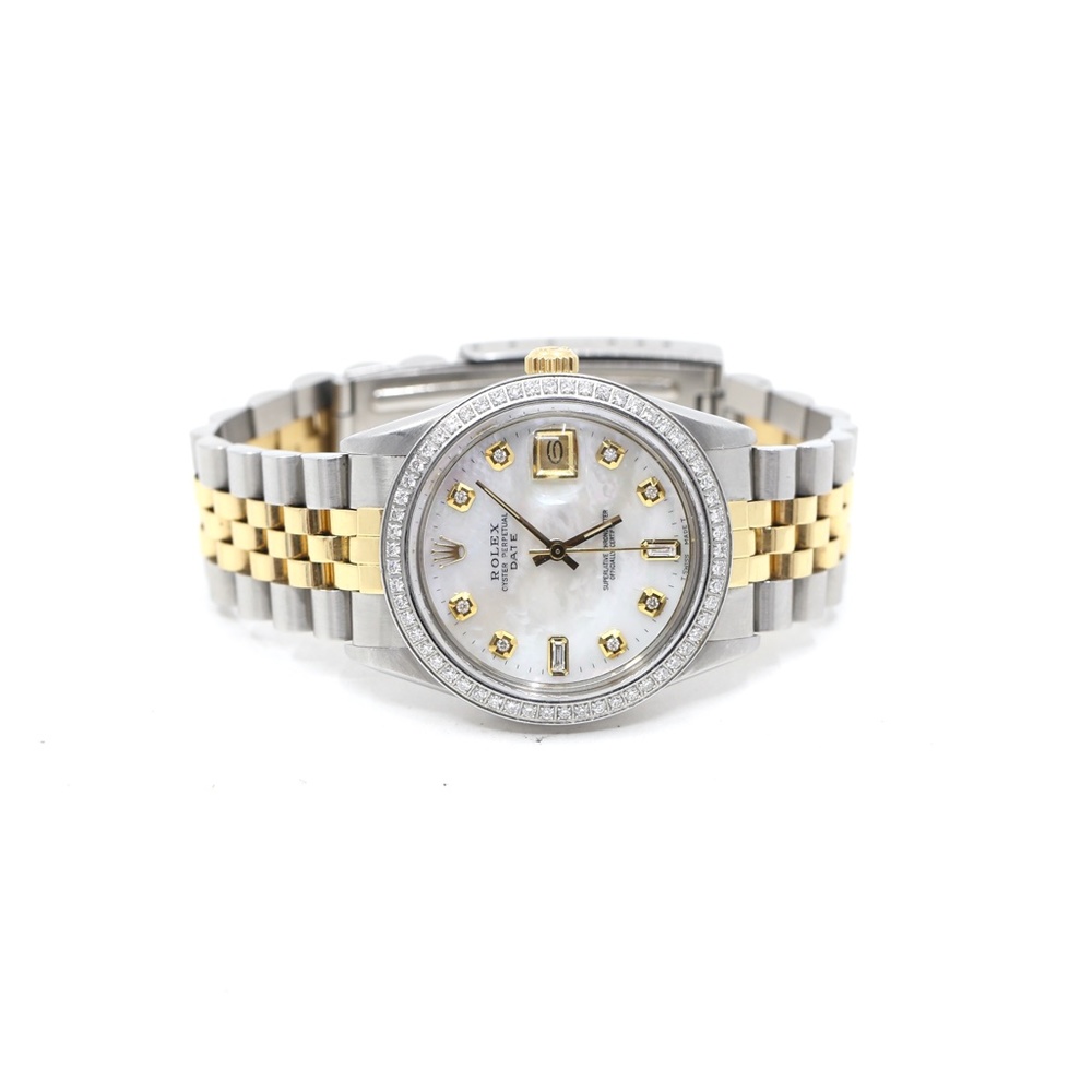 Rolex Oyster Perpetual Date Pearl Gold and Diamonds Watch - Picture 5 of 9